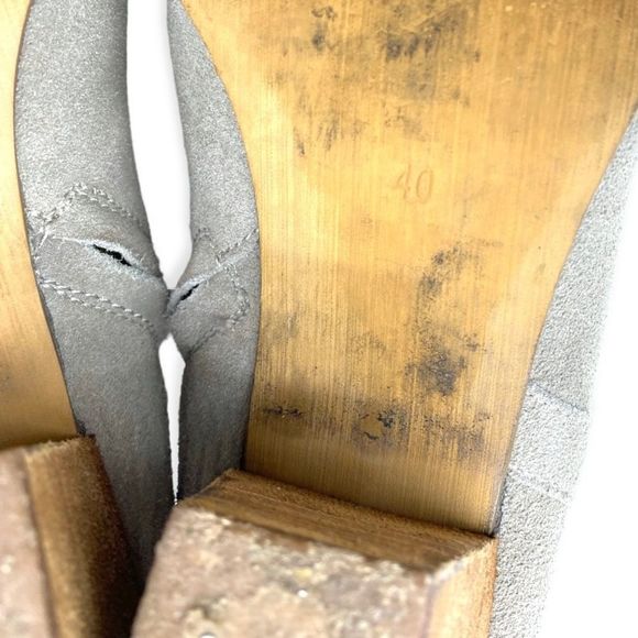 ☀️SALE☀️ Chelsea Crew Grey Leather Suede Western Block Heel Booties Size: 9 (40) - Picture 8 of 8